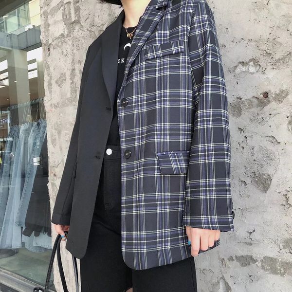 2020 autumn winter gray stitching check gingham plaid blazer boyfriend friend style women outerwear contrast color suit coat fashion femme, Black;brown
2020 autumn winter gray stitching check gingham plaid blazer boyfriend friend style women outerwear contrast color suit coat fashion femme, Black;brown