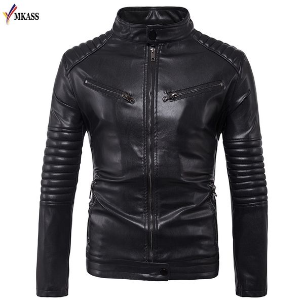 autumn stand collar men pu leather jacket black vintage punk motorcycle jackets solid faux fur leather coat 5xl jaqueta de couro
autumn stand collar men pu leather jacket black vintage punk motorcycle jackets solid faux fur leather coat 5xl jaqueta de couro