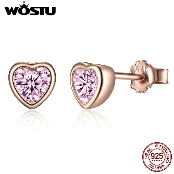 wostu authentic 925 sterling silver rose gold heart stud earrings for women sparkling pink cz fashion jewelry silver party gift, Golden;silver
wostu authentic 925 sterling silver rose gold heart stud earrings for women sparkling pink cz fashion jewelry silver party gift, Golden;silver
