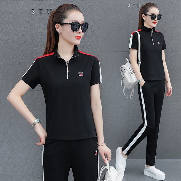5g5ga 2020 summer new fashion stand collar casual suit women's trousers short sleeve trousers sweater sweater large size sportswear two, Gray
5g5ga 2020 summer new fashion stand collar casual suit women's trousers short sleeve trousers sweater sweater large size sportswear two, Gray