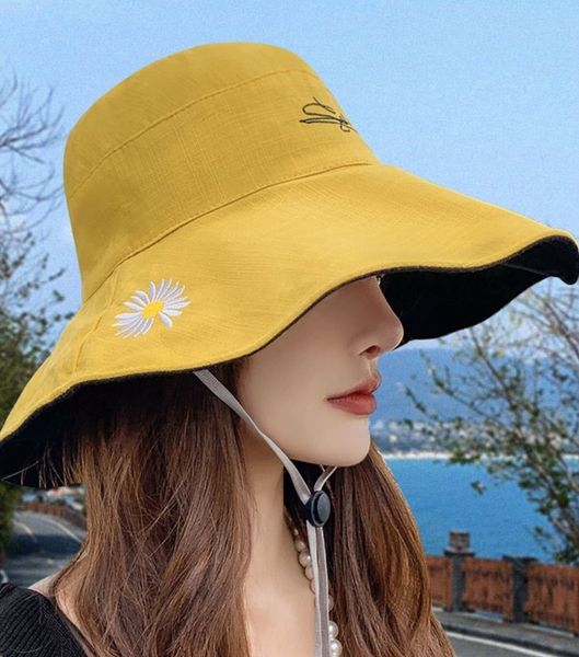 daisy embroidery big brim fisherman sun sun hat double-sided fisherman cap female summer sunscreen hat korean all-match sunshade cap, Blue;gray
daisy embroidery big brim fisherman sun sun hat double-sided fisherman cap female summer sunscreen hat korean all-match sunshade cap, Blue;gray