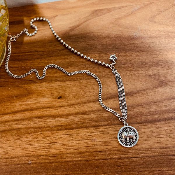 925 sterling silver silver smiley stars ladies necklace hip hop elephant clavicle chain simple retro sweater chain
925 sterling silver silver smiley stars ladies necklace hip hop elephant clavicle chain simple retro sweater chain