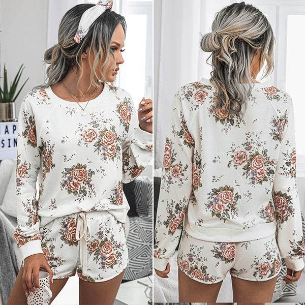flower lounge wear women two piece outfits floral loungewear set female long sleeve short sets, White
flower lounge wear women two piece outfits floral loungewear set female long sleeve short sets, White