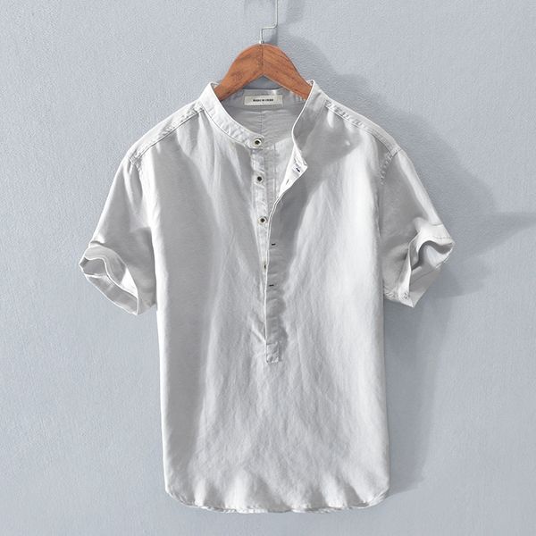 2020 summer short-sleeved brand men shirt stand collar linen and cotton shirts for men fashion comfortable shirt mens camiseta, White;black
2020 summer short-sleeved brand men shirt stand collar linen and cotton shirts for men fashion comfortable shirt mens camiseta, White;black