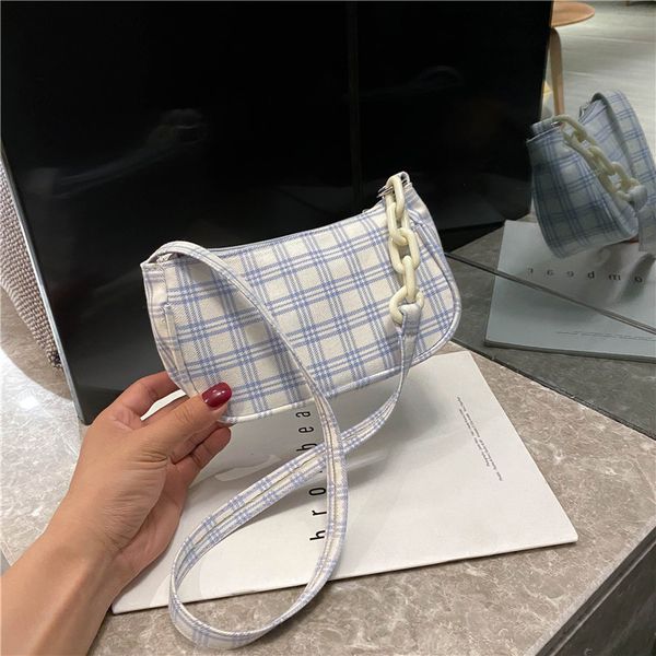 female bag fashion korean version wild 2020 new summer plaid texture handbag messenger bag new small leather