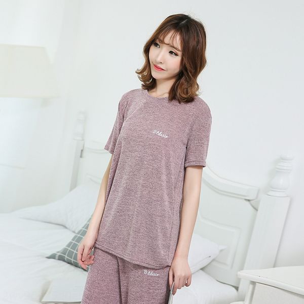 summer 2020 new sleeping suit simple short-sleeved and trousers solid color women's knitted trousers home clothes women, Blue;red
summer 2020 new sleeping suit simple short-sleeved and trousers solid color women's knitted trousers home clothes women, Blue;red