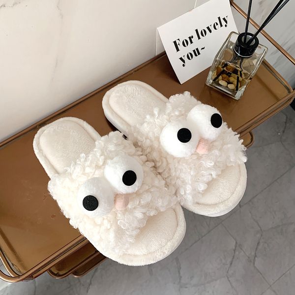 fashion cute cartoon white big eyes lamb curly cotton slippers non-slip home casual flat cotton slippers womens indoor, Black
fashion cute cartoon white big eyes lamb curly cotton slippers non-slip home casual flat cotton slippers womens indoor, Black