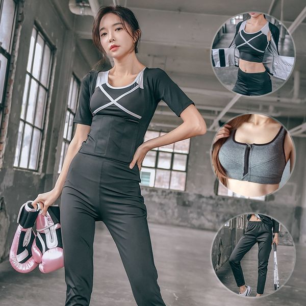 women's summer short-sleeved vest sports bra hook and loop trousers fitness sweat vest zipperzipper zipper clothes three-piece set, Black
women's summer short-sleeved vest sports bra hook and loop trousers fitness sweat vest zipperzipper zipper clothes three-piece set, Black