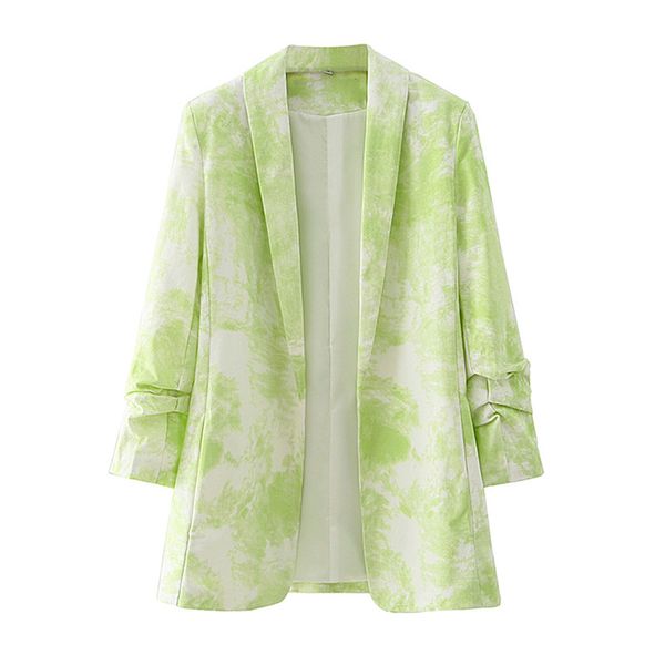 women's suits & blazers women tie-dye green blazer female three quarter sleeve elegant jacket ladies work wear, White;black
women's suits & blazers women tie-dye green blazer female three quarter sleeve elegant jacket ladies work wear, White;black