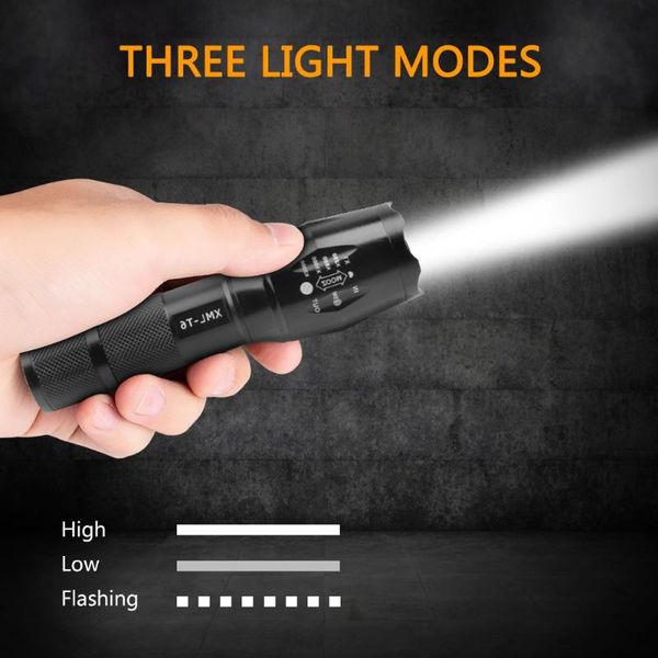 Zoom Aluminum Alloy T6 Led Glare Flashlights Outdoor Camping Hunting Rechargeable 5 Modes Torch Light Maintenance Led