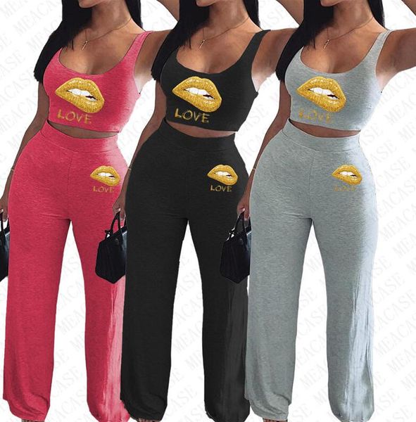 women two pieces outfits designer lip letters print vest sleeveless t shirt crop loose pants tracksuit casual sports suit s-3xl d72701, Gray
women two pieces outfits designer lip letters print vest sleeveless t shirt crop loose pants tracksuit casual sports suit s-3xl d72701, Gray