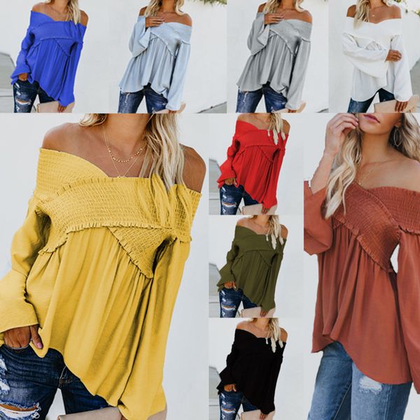 women's blouses & shirts women autumn 2021 off shoulder plus size solid casual streetwear long sleeve pleated blouse slash neck femme t, White
women's blouses & shirts women autumn 2021 off shoulder plus size solid casual streetwear long sleeve pleated blouse slash neck femme t, White