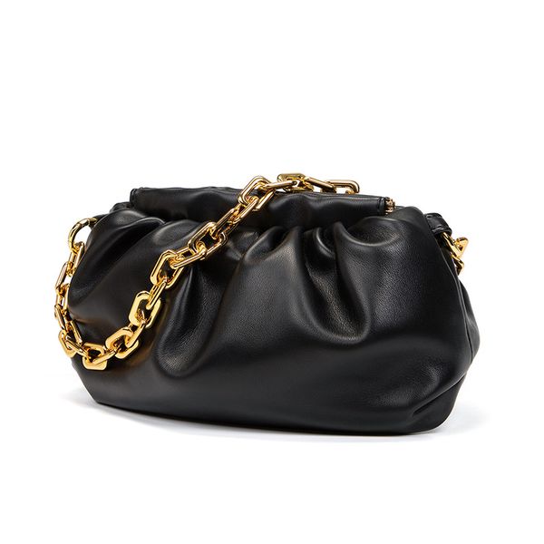 new fashion luxury winkled big chain shoulder bags designer leather pouch bags handbags for woman lady