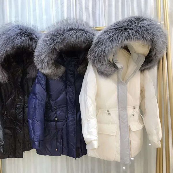 winter clothes women jacket white duck down hooded natural silver fur collar outerwear warm parka female plus size, Black
winter clothes women jacket white duck down hooded natural silver fur collar outerwear warm parka female plus size, Black