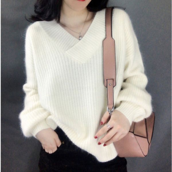 women's short women's 2020 sweater sweaterfall/winter new solid color mohair sweater korean style v-neck loose base shirt, White;black
women's short women's 2020 sweater sweaterfall/winter new solid color mohair sweater korean style v-neck loose base shirt, White;black