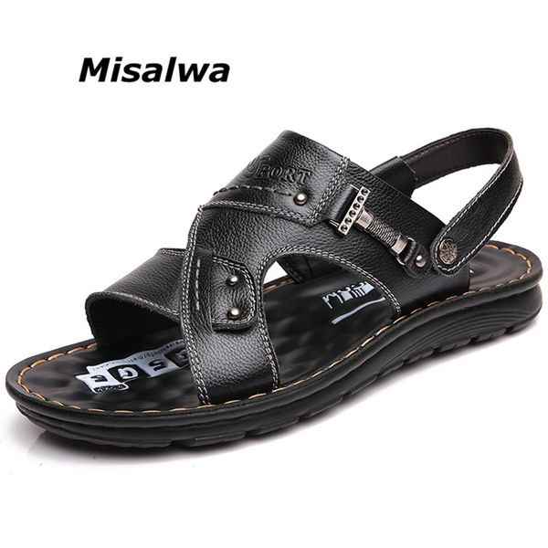 misalwa 2020 new men genuine leather sandals thick sole handmade classic male beach shoes slippers daddy outdoor massage shoes, Black
misalwa 2020 new men genuine leather sandals thick sole handmade classic male beach shoes slippers daddy outdoor massage shoes, Black