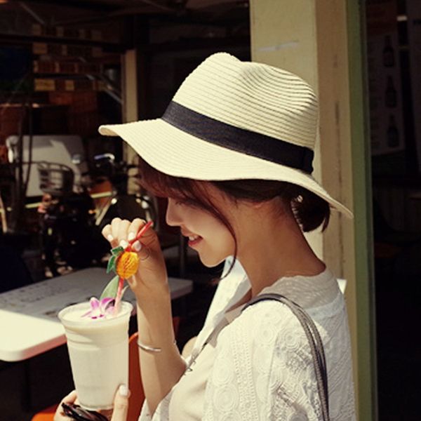 choking little pepper ladies straw sun summer korean beach sunscreen wide eaves straw hat white hat, Blue;gray
choking little pepper ladies straw sun summer korean beach sunscreen wide eaves straw hat white hat, Blue;gray
