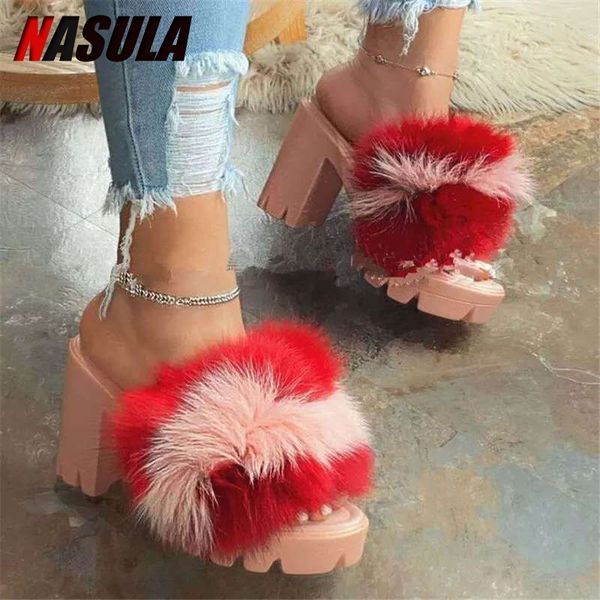 women's sandals summer high heels vintage plush fur slippers peep toe square heel wedges sandals shoes zapatos mujer, Black
women's sandals summer high heels vintage plush fur slippers peep toe square heel wedges sandals shoes zapatos mujer, Black