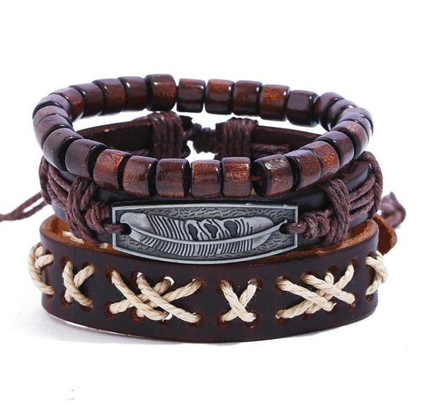 2020 men's genuine leather bracelet diy alloy feather beads leather bracelet combination suit bracelet 3styles/1set, Black
2020 men's genuine leather bracelet diy alloy feather beads leather bracelet combination suit bracelet 3styles/1set, Black