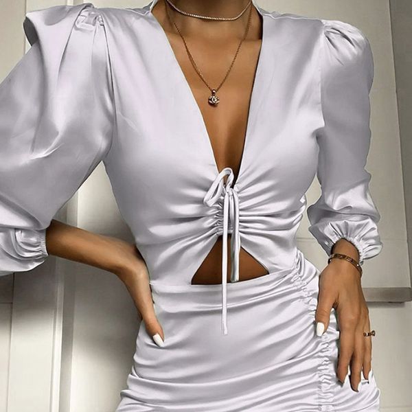 european and american style 2020 summer new womens long sleeve v-neck creative pleated hem temperament slim dress women, White;black
european and american style 2020 summer new womens long sleeve v-neck creative pleated hem temperament slim dress women, White;black