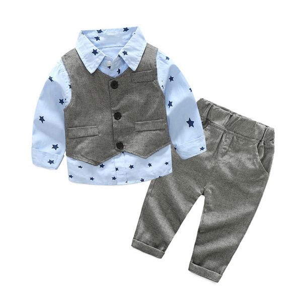 children clothing set spring autumn 2020 gentleman star printed long-sleeved shirt + vest + trousers 3pstoddler clothes, White
children clothing set spring autumn 2020 gentleman star printed long-sleeved shirt + vest + trousers 3pstoddler clothes, White
