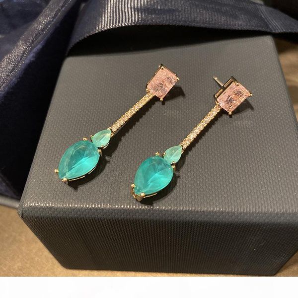 925 silver needle green drop earrings for women new fashion wedding jewelry gold plated shinining cz stone long earring, Golden;silver
925 silver needle green drop earrings for women new fashion wedding jewelry gold plated shinining cz stone long earring, Golden;silver