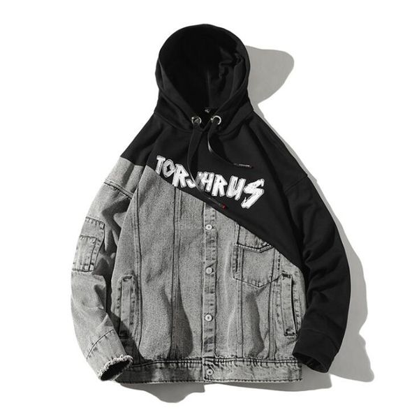 men's hoodies & sweatshirts streetwear sweatshirt hip hop patchwork denim hoodie men tracksuit harajuku plus size print one piece, Black
men's hoodies & sweatshirts streetwear sweatshirt hip hop patchwork denim hoodie men tracksuit harajuku plus size print one piece, Black