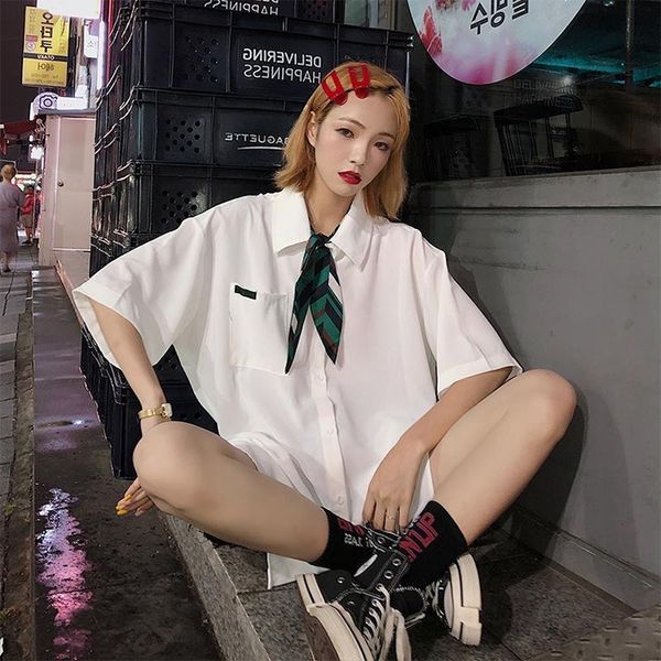 2020 internet celebrity ins new style tie women's summer korean shirt style student loose shirt women's mid-length, White
2020 internet celebrity ins new style tie women's summer korean shirt style student loose shirt women's mid-length, White