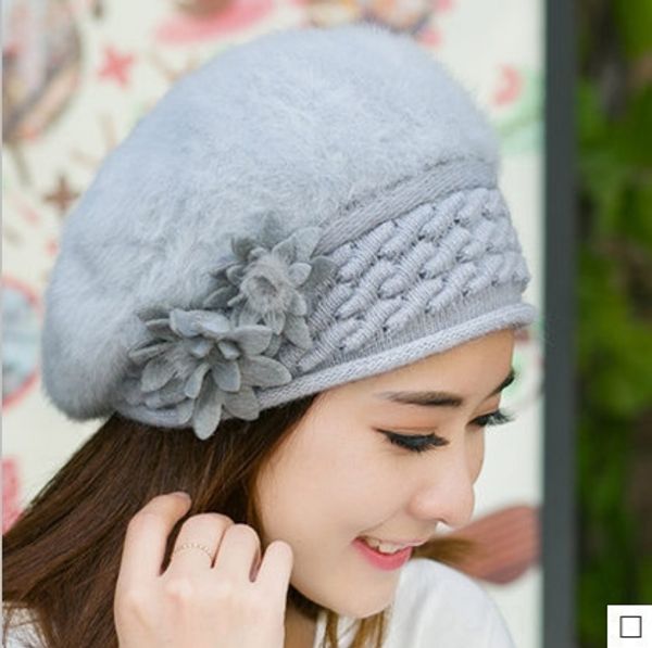 new women's season beret knitted hat korean style rabbit hair all-match fashion flower beret velvet thickened knitted hat, Blue;gray
new women's season beret knitted hat korean style rabbit hair all-match fashion flower beret velvet thickened knitted hat, Blue;gray
