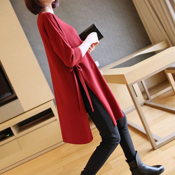 women's sweaters spring mid long loose pullover sweater 2021 and autumn clothing korean version wear lace up bottom, White;black
women's sweaters spring mid long loose pullover sweater 2021 and autumn clothing korean version wear lace up bottom, White;black