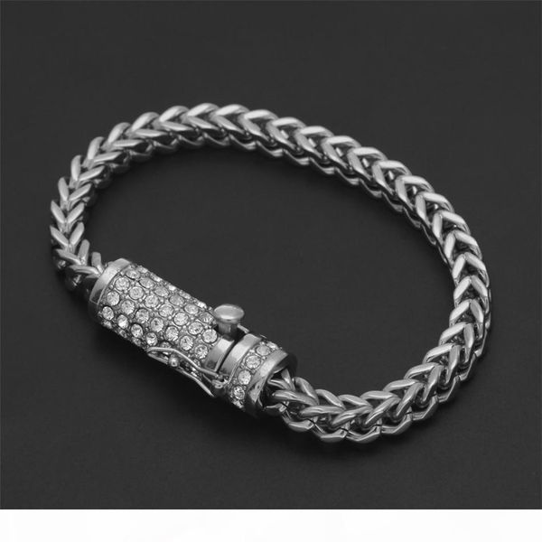 box clasp fox franco link bracelet 20cm iced out rhinestone gold silver filled chain mens hip hop bracelet bling jewelry, Black
box clasp fox franco link bracelet 20cm iced out rhinestone gold silver filled chain mens hip hop bracelet bling jewelry, Black