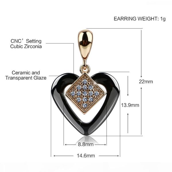 2018 new fashion rose gold black stud earrings jewelry fine zircon lovely heart ceramic earrings for woman accessories gift, Golden;silver
2018 new fashion rose gold black stud earrings jewelry fine zircon lovely heart ceramic earrings for woman accessories gift, Golden;silver