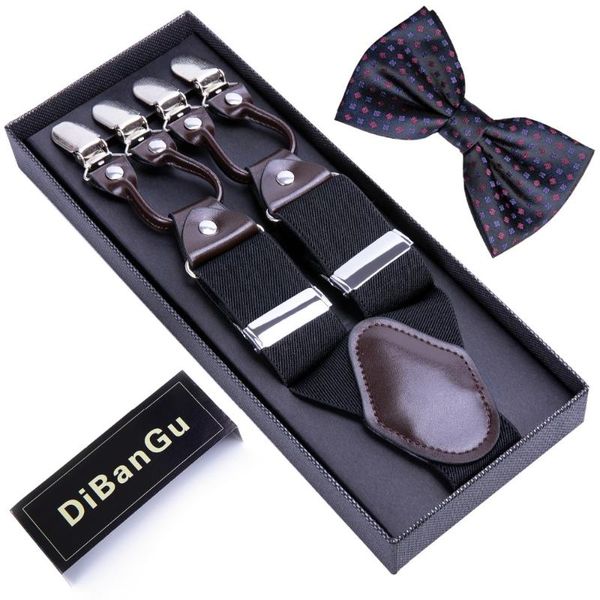 fashion 6 clip men's suspenders black bowtie adjustable elastic strap leather suspender bowtie set for bd004-lj020, Black;white
fashion 6 clip men's suspenders black bowtie adjustable elastic strap leather suspender bowtie set for bd004-lj020, Black;white