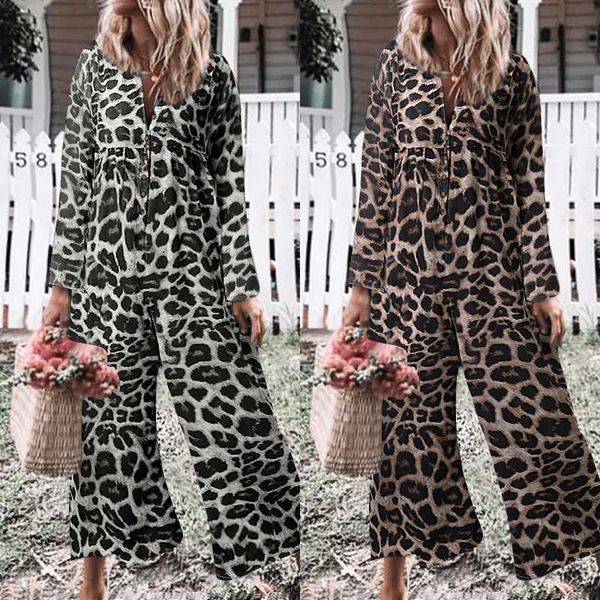 vintage leopard print jumpsuits celmia women long rompers 2020 casual long sleeve wide leg pants loose playsuit plus size 7, Black;white 
vintage leopard print jumpsuits celmia women long rompers 2020 casual long sleeve wide leg pants loose playsuit plus size 7, Black;white