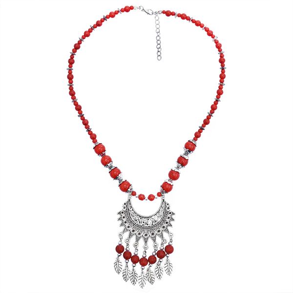 vintage style geometry moon carving flower with red beads and leabes tassels pendant necklace for women party jewelry wedding gift, Silver
vintage style geometry moon carving flower with red beads and leabes tassels pendant necklace for women party jewelry wedding gift, Silver