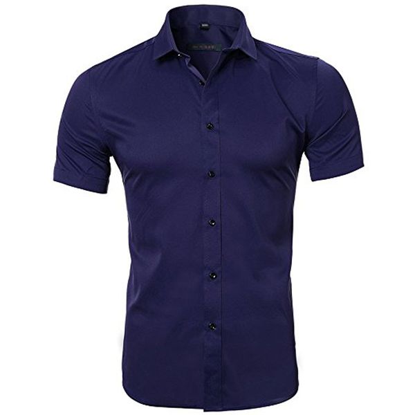 men's casual shirts elastic bamboo fiber dress 2021 summer short sleeve shirt men brand business work camisa masculina, White;black
men's casual shirts elastic bamboo fiber dress 2021 summer short sleeve shirt men brand business work camisa masculina, White;black