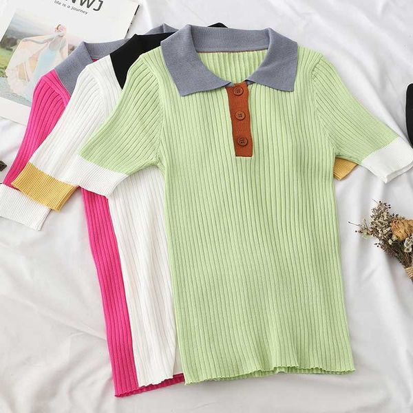 summer new short-sleeved patchwork sweater t-shirt women vintage knit tshirt 2020, White
summer new short-sleeved patchwork sweater t-shirt women vintage knit tshirt 2020, White