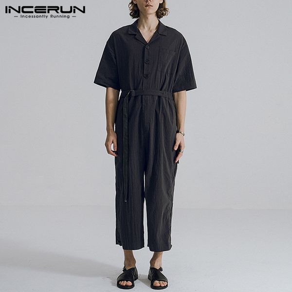 incerun fashion men jumpsuit solid color chic 2020 casual shortsleeve button cargo overalls pants loose mens rompers streetwear, Black
incerun fashion men jumpsuit solid color chic 2020 casual shortsleeve button cargo overalls pants loose mens rompers streetwear, Black
