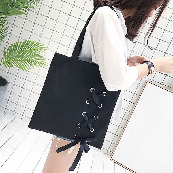 new womens casual lace up canvas tote bag female canvas shoulder bags crossbody bags for women beach bag plain bolso mujer black
new womens casual lace up canvas tote bag female canvas shoulder bags crossbody bags for women beach bag plain bolso mujer black