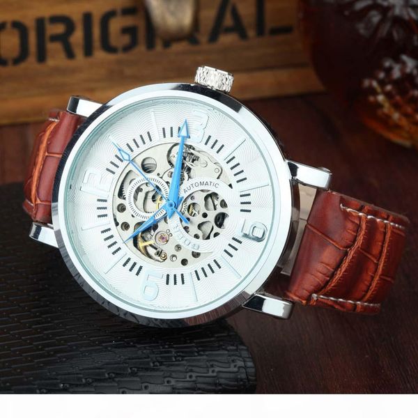 goer men watches men mechanical wristwatches fashion sports watches leather strap skeleton male clock reloj hombre, Slivery;brown
goer men watches men mechanical wristwatches fashion sports watches leather strap skeleton male clock reloj hombre, Slivery;brown