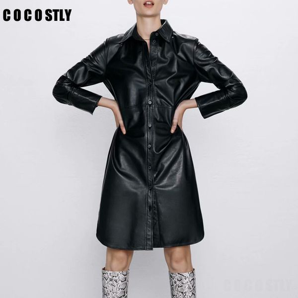 casual dresses 2021 women dress vintage long sleeve pu leather shirtwaister female single breasted vestidos chic straight, Black;gray
casual dresses 2021 women dress vintage long sleeve pu leather shirtwaister female single breasted vestidos chic straight, Black;gray