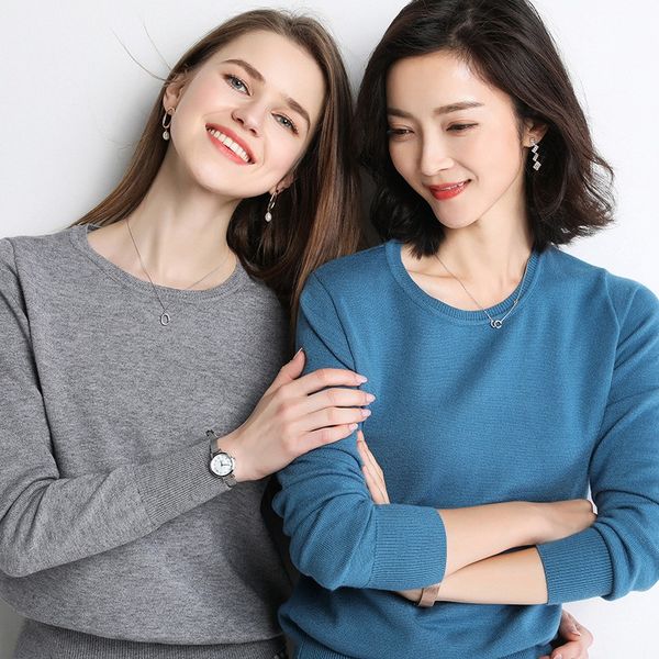 2020 autumn and winter women's solid color ladies bottoming pullover round neck long sleeve all-match sweater woman plus size, White;black
2020 autumn and winter women's solid color ladies bottoming pullover round neck long sleeve all-match sweater woman plus size, White;black