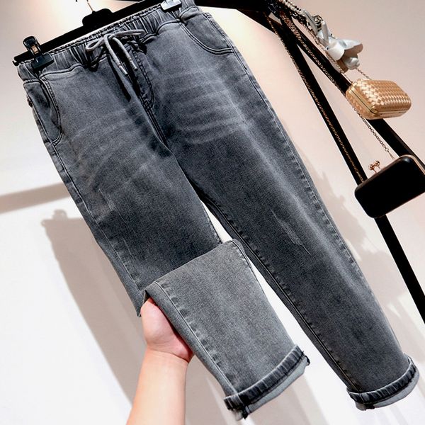 jeans woman high waist plus size loose drawstring ankle-length black gray femme mom denim harem pants 4xl 5xl, Blue
jeans woman high waist plus size loose drawstring ankle-length black gray femme mom denim harem pants 4xl 5xl, Blue