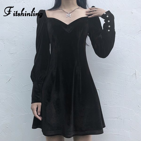 casual dresses fitshinling vintage gothic velvet dress women dark a line buttons winter grunge slim vestidos long sleeve black punk, Black;gray
casual dresses fitshinling vintage gothic velvet dress women dark a line buttons winter grunge slim vestidos long sleeve black punk, Black;gray