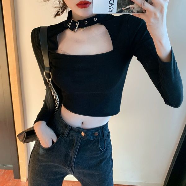 hollow elastic bottoming shirt 2020 autumn new high waist short long-sleeved t-shirt design sense halter women, White
hollow elastic bottoming shirt 2020 autumn new high waist short long-sleeved t-shirt design sense halter women, White