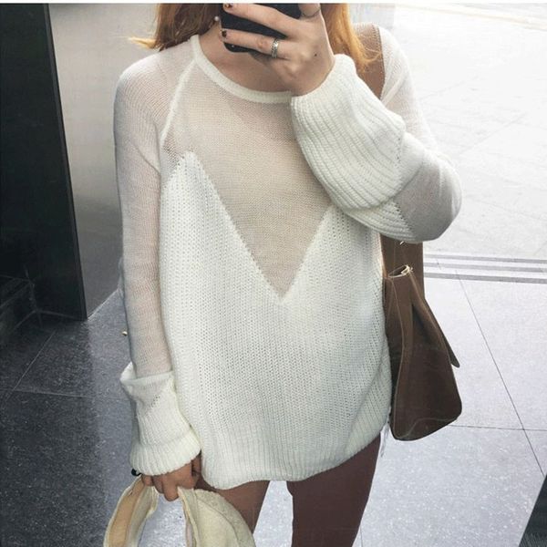fashion knitting sweater korean hollow out long sleeve o neck women thin pullovers, White;black
fashion knitting sweater korean hollow out long sleeve o neck women thin pullovers, White;black