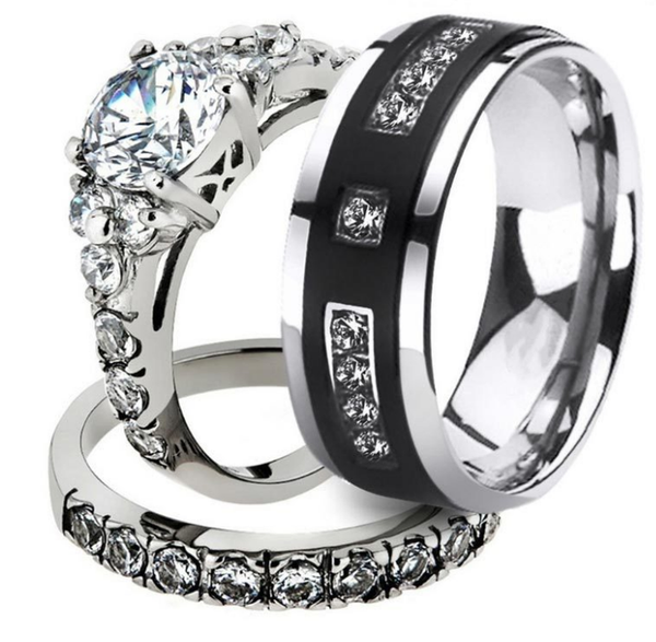 his her 4pc black silver stainless steel titanium wedding ring band set cne fast shipping, Golden;silver
his her 4pc black silver stainless steel titanium wedding ring band set cne fast shipping, Golden;silver