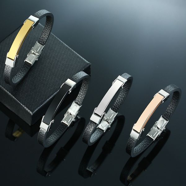 link, chain zorcvens 2021 fashion gold silver color stainless steel tag women mens bracelets genuine leather bangle, Black
link, chain zorcvens 2021 fashion gold silver color stainless steel tag women mens bracelets genuine leather bangle, Black