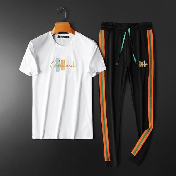 2020 summer new men's two-piece short-sleeve t-shirt casual sports letter embroidered t-shirt+long pant set men's tracksuits high, Gray
2020 summer new men's two-piece short-sleeve t-shirt casual sports letter embroidered t-shirt+long pant set men's tracksuits high, Gray