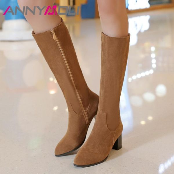 annymoli long boots women shoes high heel knee-high boots lady pointed toe thick heels zipper winter black brown size 46
annymoli long boots women shoes high heel knee-high boots lady pointed toe thick heels zipper winter black brown size 46